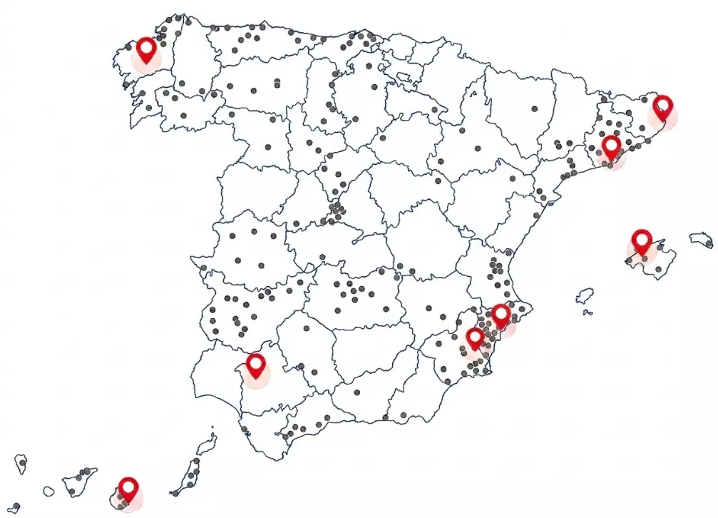 Mapa de centros logísticos